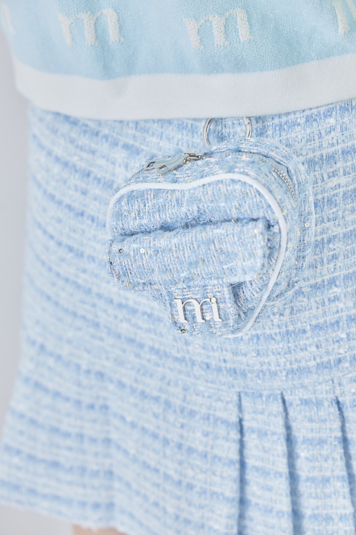 tweed heart pouch (l.blue) | ミヌエール（minuére）