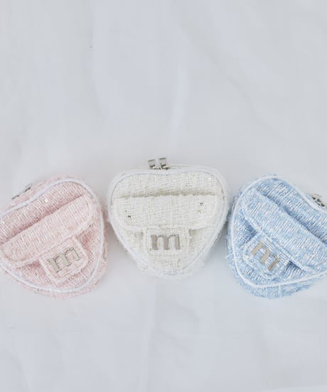 tweed heart pouch (wht)
