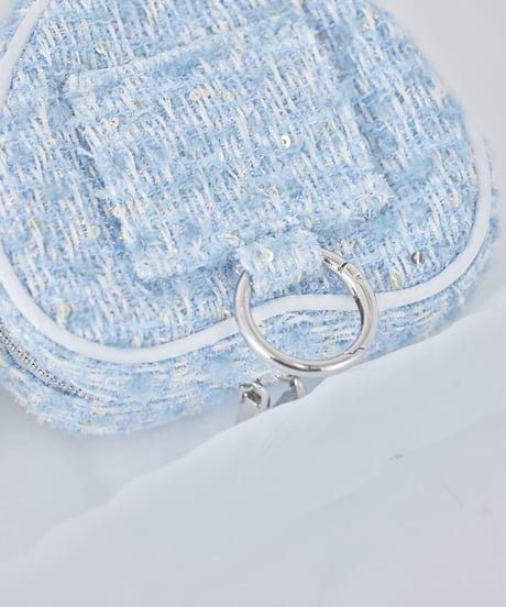 tweed heart pouch (l.blue)