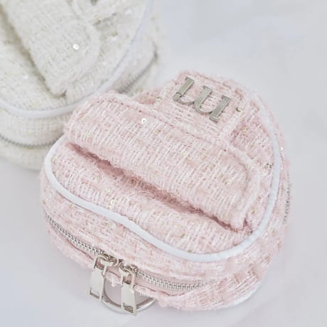 tweed heart pouch (pink)