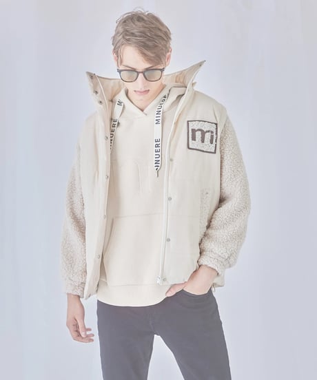 【再入荷】unisex embossed hoodie (ivory)
