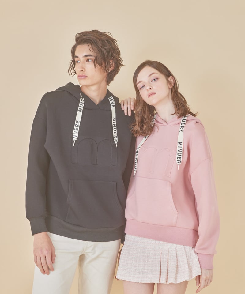 再入荷】unisex embossed hoddie (pink) | ミヌエール(minu 再入荷】unisex embossed hoddie (pink) | ミヌエール(minu