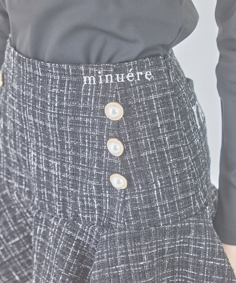 MINUERE ミヌエール tweed inner skirt (white) USED】Sweet spring tweed mini skirt | M me eme Wunderwelt