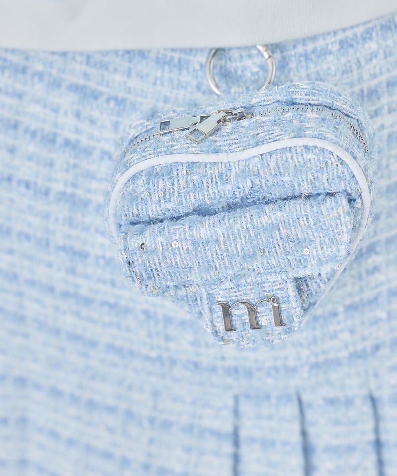 tweed heart pouch (l.blue) | ミヌエール（minuére）