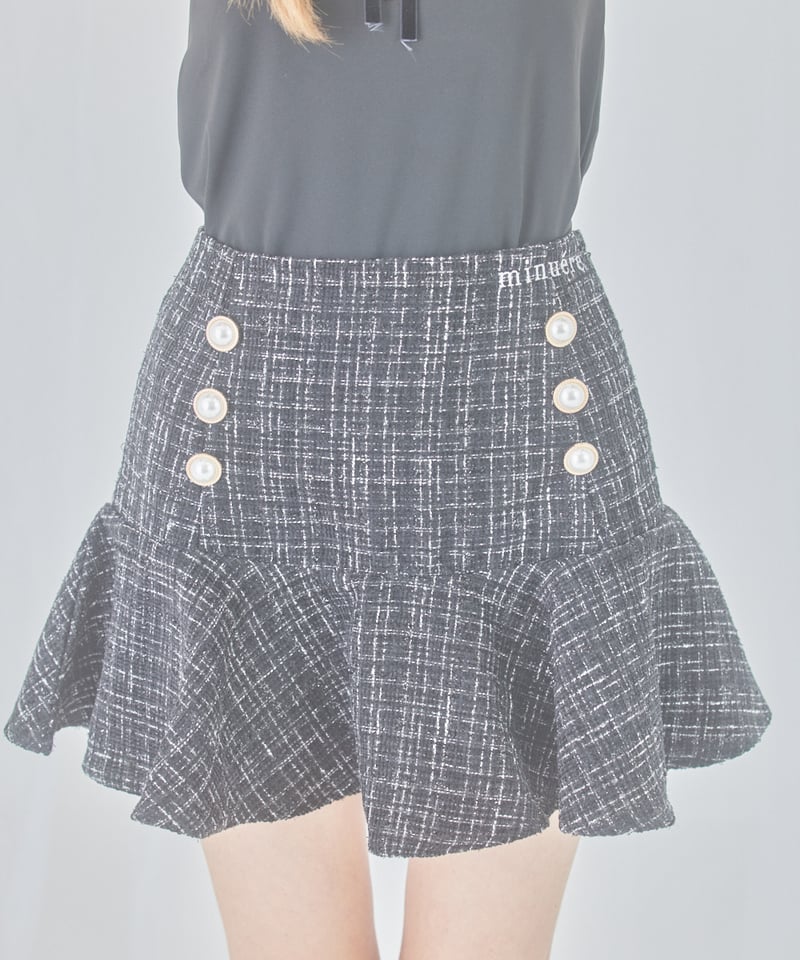 MINUERE ミヌエール tweed inner skirt (white)
