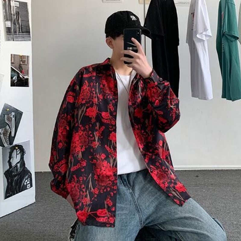 注目ショップ メンズ ゆったり カジュアル 長袖 アロハシャツ シャツ トップス 服&ファッション小物