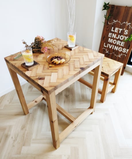 re:wood project結　CaféTable ＆ Bench