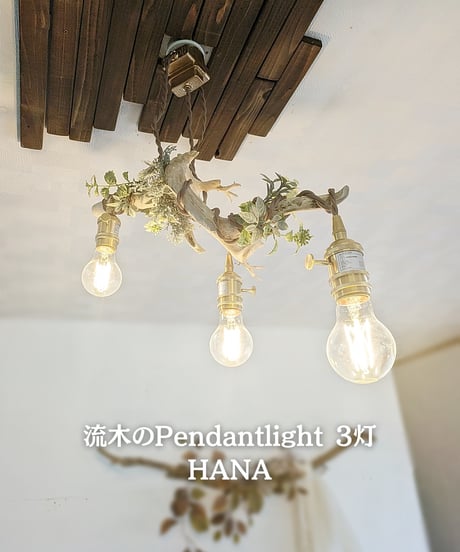 限定1台！根流木Pendantlight3灯　HANA