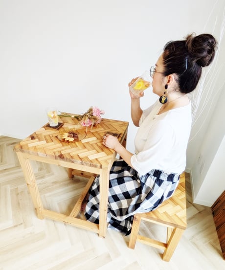re:wood project結　CaféTable ＆ Bench