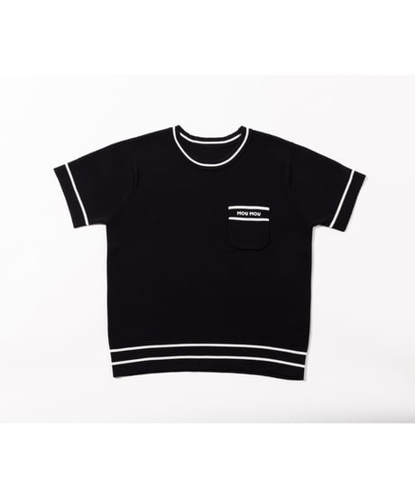 ポケット付き半袖ニット ブラック | MOUMOU GOLF 