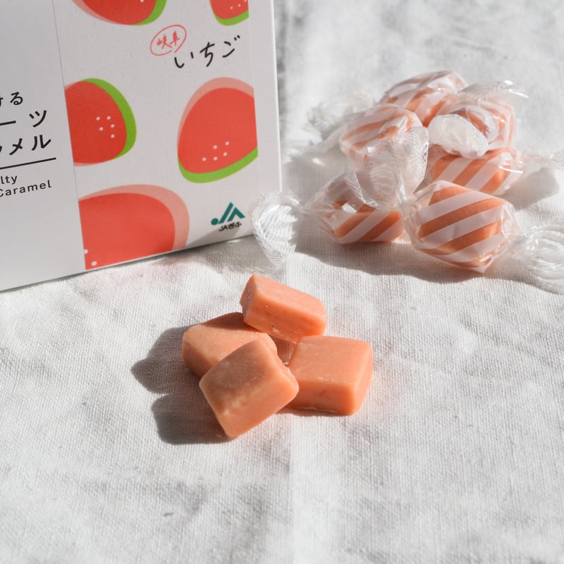 とろけるフルーツキャラメル 岐阜いちご | ナニワのソフトこんぶ飴