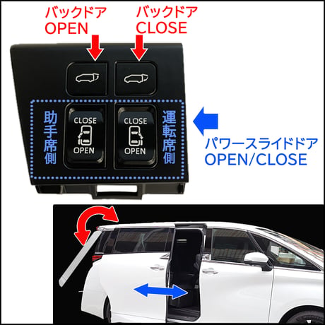 40系 アルファード ヴェルファイア用 / 運転席用 増設ドアスイッチキット / パワースライドドア バックドア開閉スイッチ /互換品