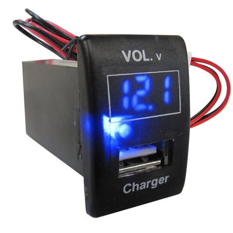 電圧計 USB充電ポート増設キット / スズキ マツダ車用 Fタイプ / LED色：ブルー / 小数点表示 / 互換品