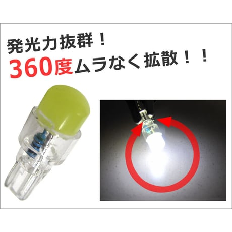 T5 / 1発 / 360度全面発光型 / 白 ホワイト / 2個/ LED / 12V用 / エアコン・メータ球など / 互換品