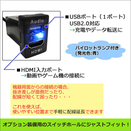 HDMI USB 延長ケーブル / トヨタ スズキ ダイハツＡタイプ /互換品