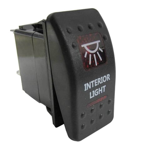 汎用 LEDロッカースイッチ / 12.インテリアライト(レッド)  / 5ピン / パイロットランプ付き / 互換品