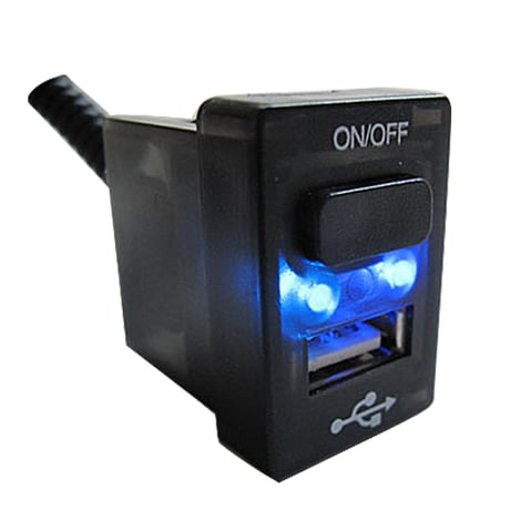 USB充電ポート+ ON/OFFスイッチ / トヨタ スズキ ダイハツ車 /Ａタイプ/LED色：ブルー/33x22.5mm/互換品