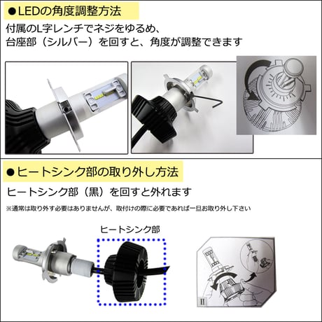 12V 24V/ H4(H/L) / 4000LM/LEDヘッドライト/白/ファンレス/SMD合計16発 /1年保証/互換品
