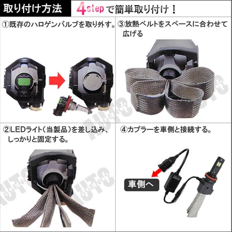 H8 / LEDフォグランプ / 放熱ベルト付き / 20W (2500LM) / 白 / 2個 / 6ヶ月保証付き / 互換品