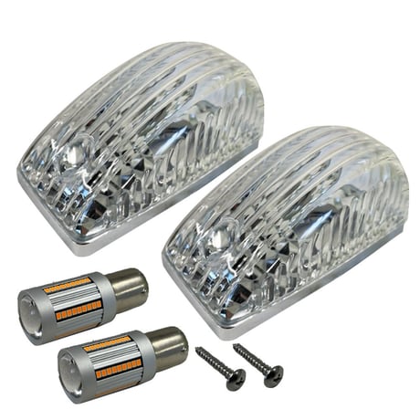 カムロード Y200系 / 12V キャンセラー内蔵LED球付き サイドマーカー 2個 / クリアクレンズ / S25 シングル球 オレンジ 180度 / 互換品