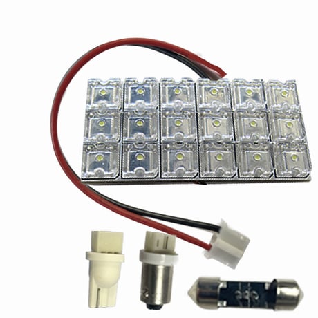 12V/汎用 ルームランプ/FLUX/LED/18連/白/3種アタッチメント付き/（T10：31mm/T10：ウェッジ/BA9S）/互換品