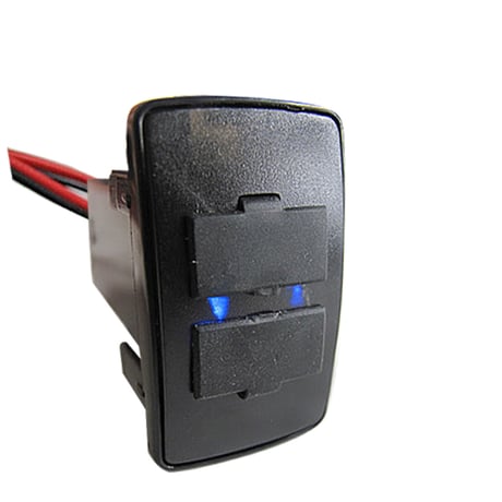 (車載用) USB充電ポート増設キット/ USB２ポート / ホンダAタイプ / 45x25mm / LED色：ブルー / 互換品