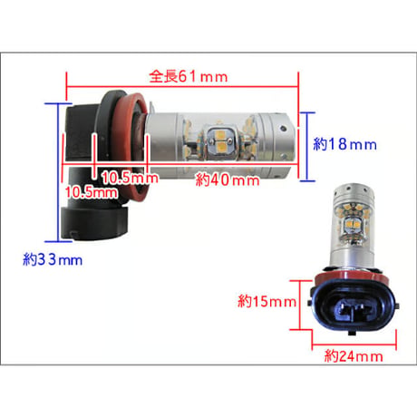 H11 / LEDフォグランプ / 140W 前面プロジェクターレンズ / LED 28発 / 白/ 無極性 /2個 / 互換品