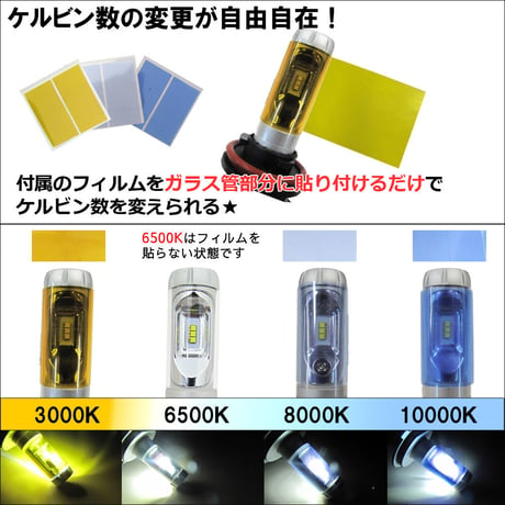 H16/X3Plus/3600LM/LEDヘッドライト/フォグ/特殊フィルム 3000K/6500K/8000K/10000K/互換