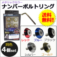 【互換品】メタリックカラー / ナンバーボルトリング *ステンレスボルト* / 同色4個セット / 六角レンチ付き / 送料無料