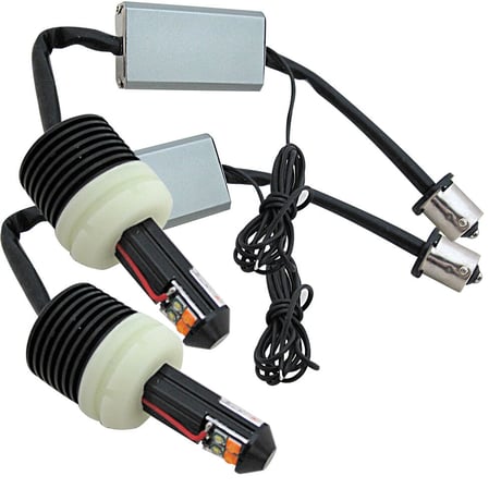 S25 150°/ ツインカラー  ホワイト アンバー ウイポジバルブ / キャンセラ―内蔵/CREE 8連/互換品