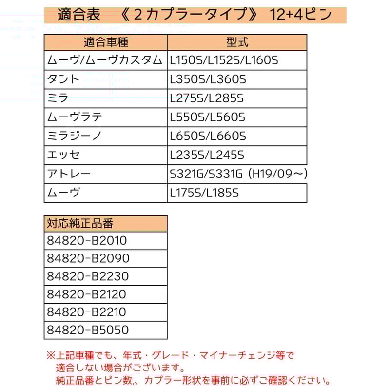 パワーウインドスイッチ type2 / ミラ (L275S/L285S) / 12+4ピン /