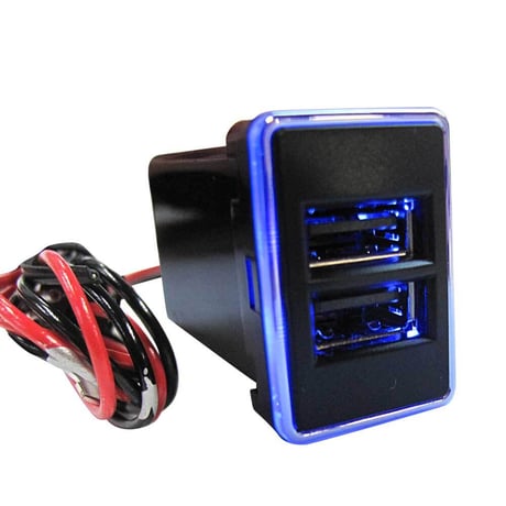 (車載用) 周りが光るタイプ / ブルー /USB充電ポート増設キット/USB２ポート/トヨタ スズキ ダイハツ Ａタイプ/互換品
