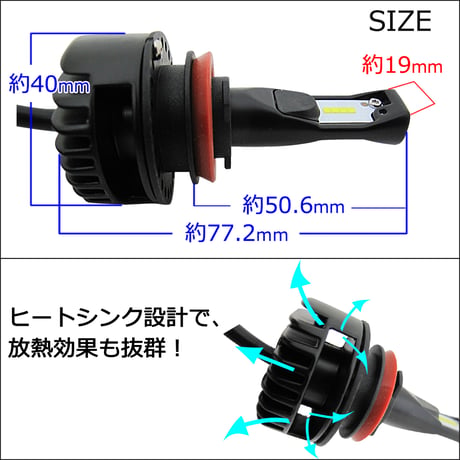 H8 / ファンレスタイプ / LEDフォグランプ / 白 / 1600LM / 2個 / 6ヶ月保証付き / 爆光 / 互換品