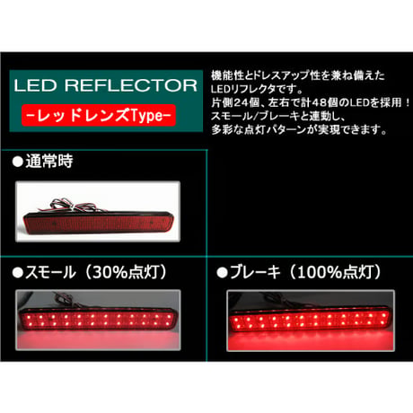 LEDリフレクター (レッドレンズ) / ワゴンR ・ スティングレー (MH23S) / 左右2個セット / スズキ / 互換品