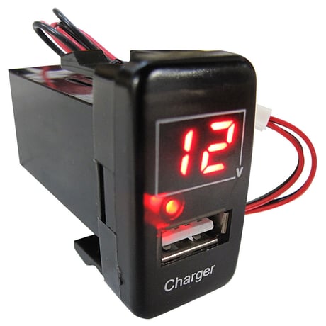 電圧計 USB充電ポート増設キット /トヨタ ダイハツ スバル Bタイプ / LED色：レッド / 互換品