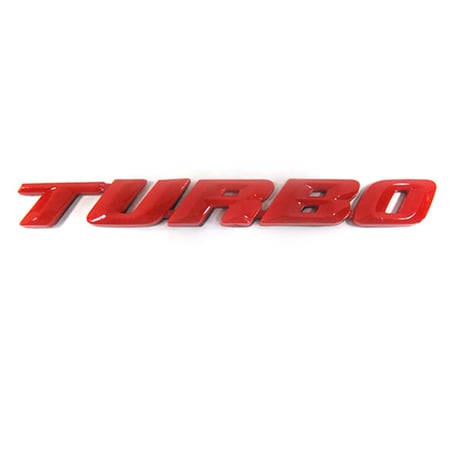 mj187/ ターボ TURBO 文字エンブレム / 赤 / 全大文字タイプ / Ｌサイズ：165ｘ20mm / 互換品