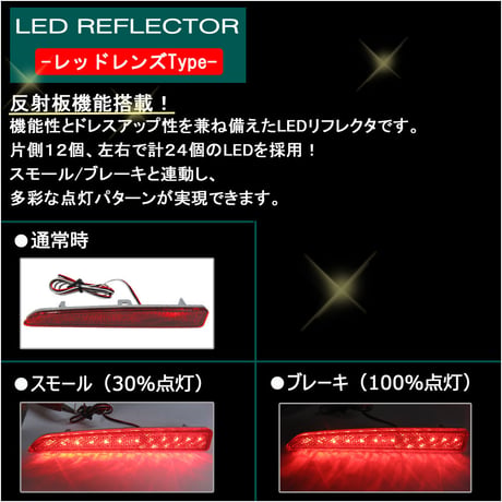 反射板付き / LEDリフレクター  / レッドレンズ /  ジャスティ (M900F・M910F) / 左右2個セット / 互換品