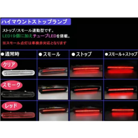 ワゴンR ・ スティングレー MH23系/ハイマウントストップランプLED/スモークレンズ/LEDチューブ＋LED19発/互換品