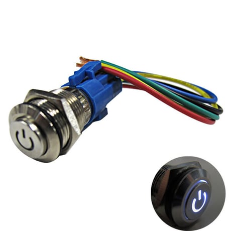 LEDイルミ内蔵 / 埋め込み式プッシュスイッチ (小) (ON/OFFタイプ) / LED色:白 / 互換品