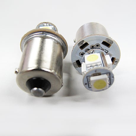 12V用 / S25 / 180°/ 3チップ SMD / 5連 / シングル球 / 白 / 2個セット / LED /互換品