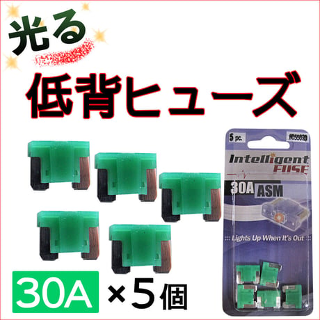 光るタイプ * 低背ヒューズ　(5個セット) / 30A(緑) / 車用 / 互換品