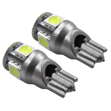 12V / T10 / SMD /  5連 / ソケット短いタイプ / 白 / 台座：シルバー / 2個 / LED / 互換品
