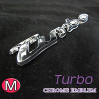 mj080/ ターボ Turbo /文字エンブレム 3D メッキ / Mサイズ：135x17mm /プラスチック仕様/互換品