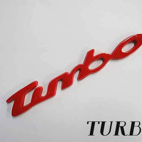 mj073/ ターボ Turbo  / 文字エンブレム / 赤 / Mサイズ：135x22mm / プラスチック仕様/互換品