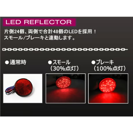 12V車用 / 汎用 LEDリフレクター / 丸型 / 赤レンズ 赤LED / 2個セット / スモール・ブレーキ連動 / 互換品