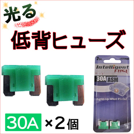 光るタイプ * 低背ヒューズ　(2個セット) / 30A(緑) / 車用 / 互換品