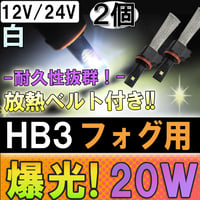 HB3 / LEDフォグランプ / 放熱ベルト付き / 20W (2500LM) / 白 / 2個 / 6ヶ月保証付き / 互換品
