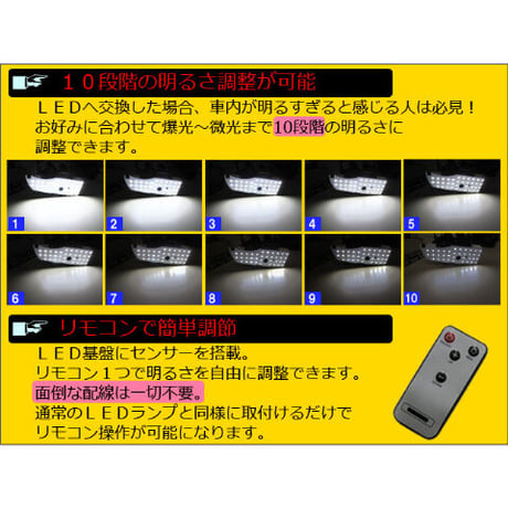 プリウス30 / 調光式 ルームランプセット / サンルーフ無し車用 /3pcs/SMD 120発 /光量10段階調光機能 互換品