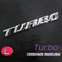 mj085/ ターボ TURBO / 文字エンブレム / メッキ シルバー / 全大文字タイプ / Ｌサイズ：165ｘ20mm/ 互換品