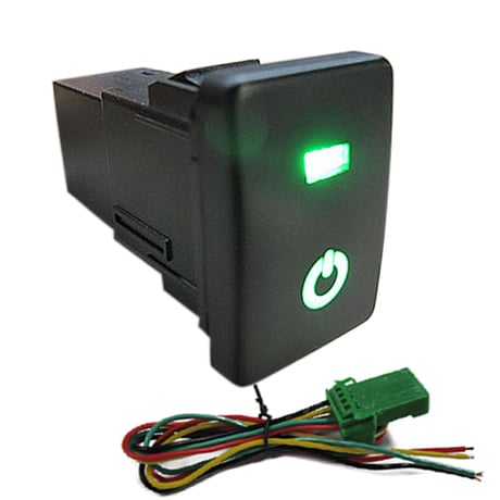 LEDポジション ON/OFFスイッチ/トヨタ スズキ ダイハツ車 汎用/電源マーク 入/Ａタイプ(2)/発光色 グリーン/互換品
